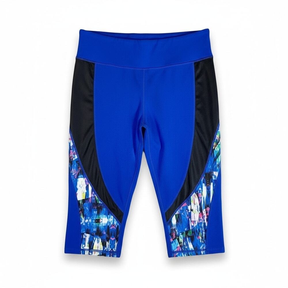 Fabletics Womens Navassa Capri Workout Pants Bright Blue Reef Medium Workout Gym